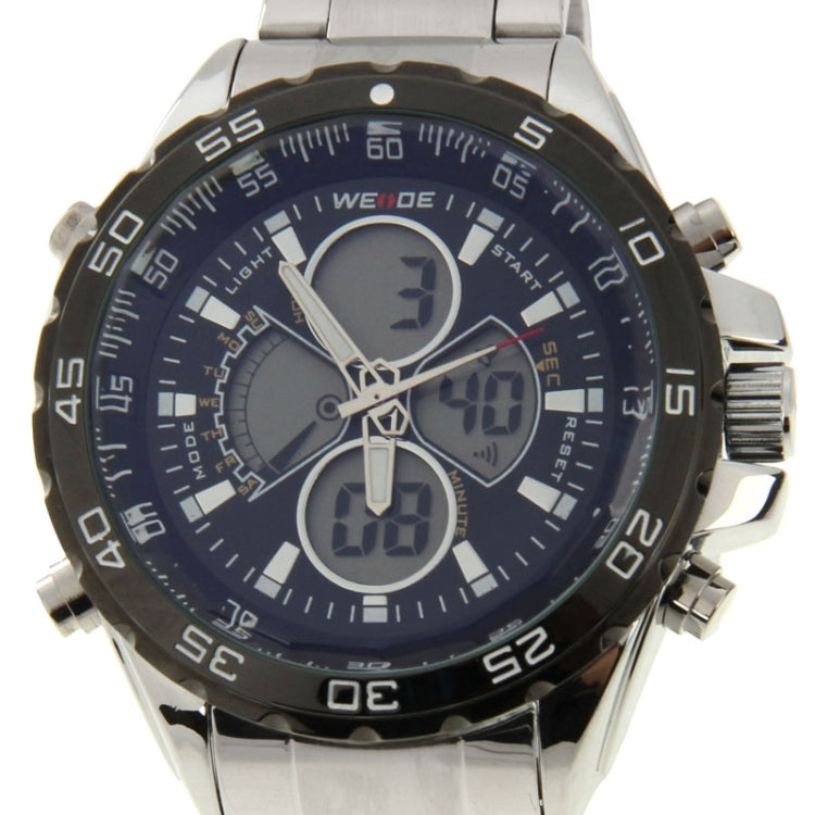 WENDE Men Style Metal Wrist Water Resist Sport Green LED Dual Display Watch