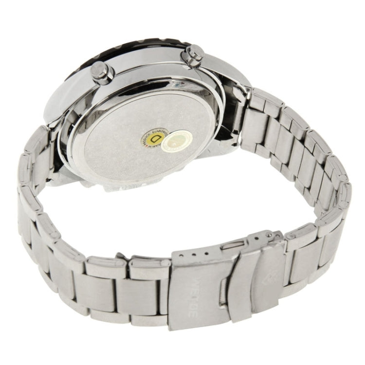 WENDE Men Style Metal Wrist Water Resist Sport Green LED Dual Display Watch
