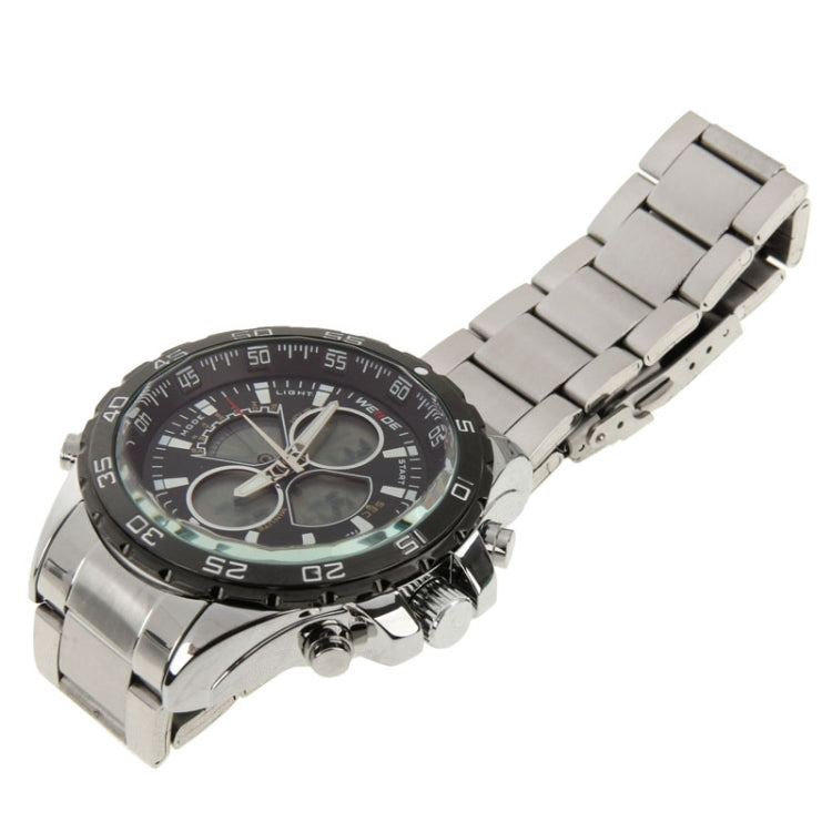 WENDE Men Style Metal Wrist Water Resist Sport Green LED Dual Display Watch