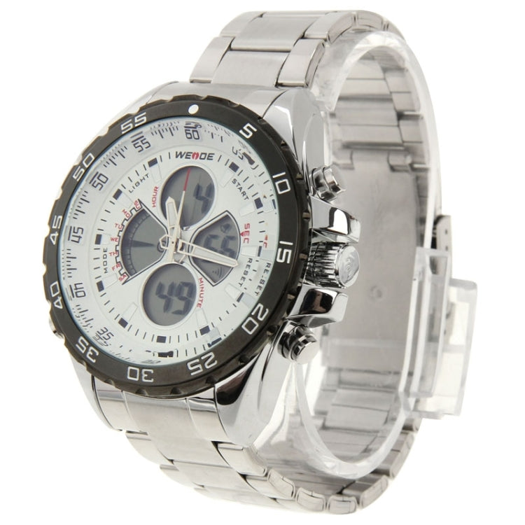 WENDE Men Style Metal Wrist Water Resist Sport Green LED Dual Display Watch