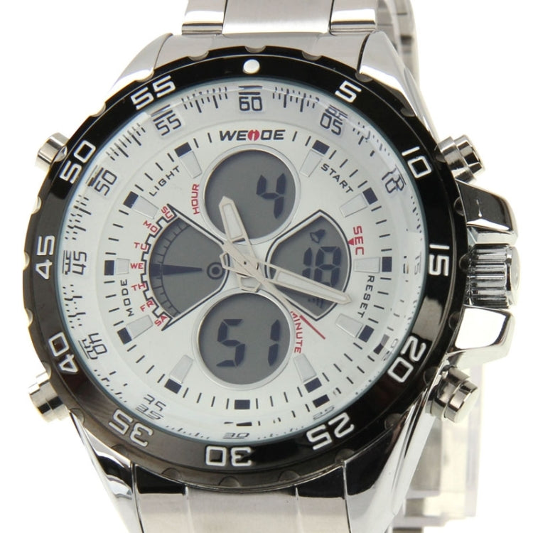 WENDE Men Style Metal Wrist Water Resist Sport Green LED Dual Display Watch