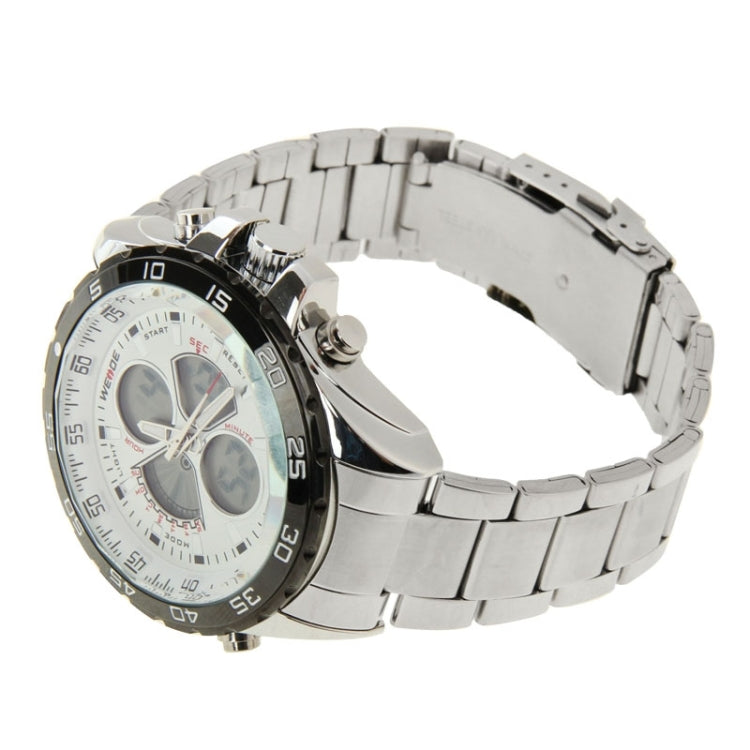 WENDE Men Style Metal Wrist Water Resist Sport Green LED Dual Display Watch