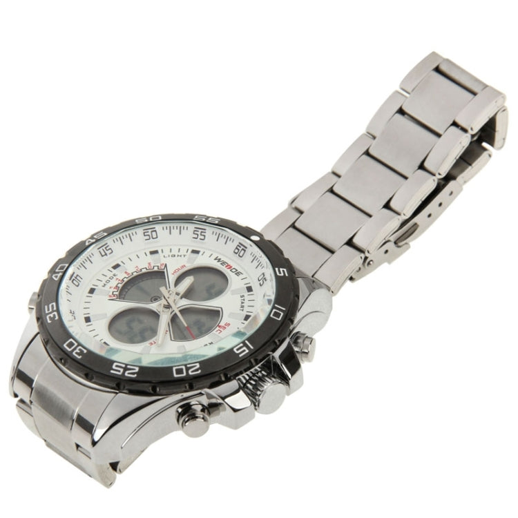 WENDE Men Style Metal Wrist Water Resist Sport Green LED Dual Display Watch