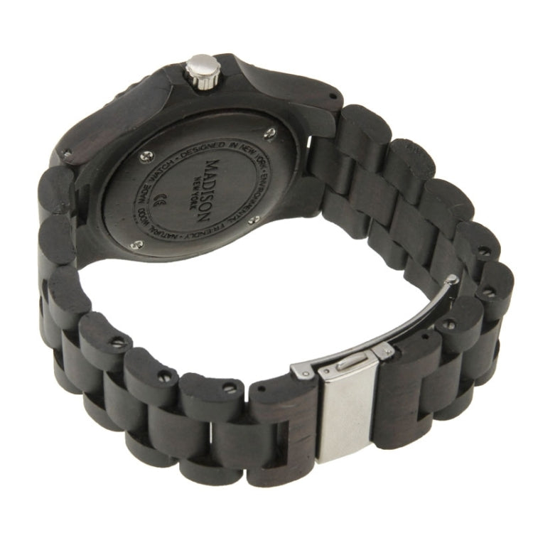 MODISON Men Dial Quartz Watch Metallic Wood Watchband with Date