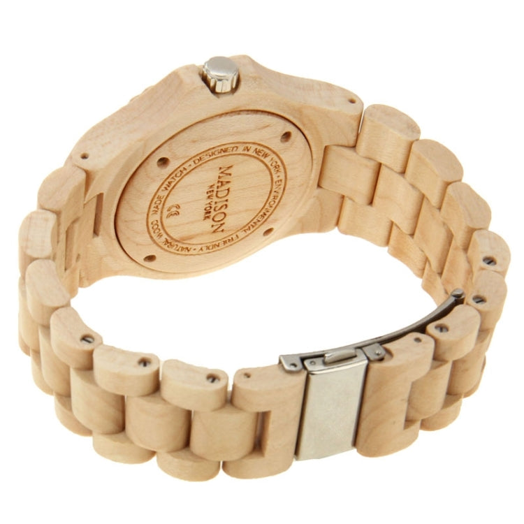 MODISON Men Dial Quartz Watch Metallic Wood Watchband with Date