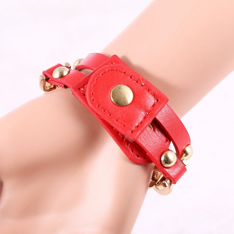 YiLiSha Round Rose Golden Number Graduation Display Fashion Women Quartz Watch with Oval Chain & PU Leather Double Band