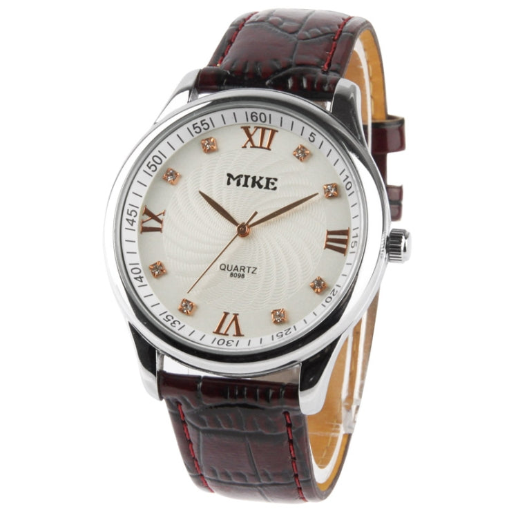 White Dial Men Diamond Quartz Leather Watch / Couple Watch (8098)