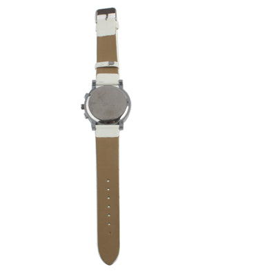 Butterfly Design Dial Quartz Watch with White Leather Watchband