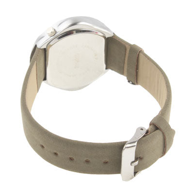 Compass Design Dial Quartz Watch with Brown Leather Watchband(Brown)