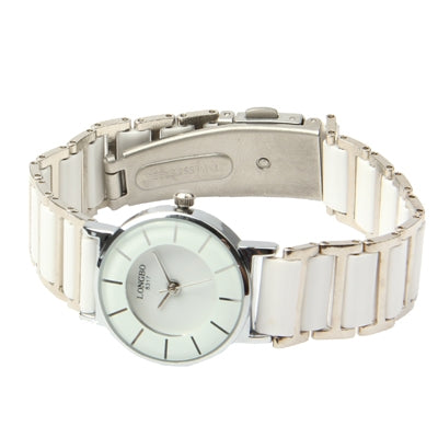 Stylish Women Quartz Watch with Ceramics Watchband (White)