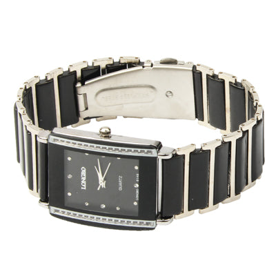 Stylish Diamond Jewelry Dial Men Jewelry Quartz Watch with Ceramics Watchband (Black)