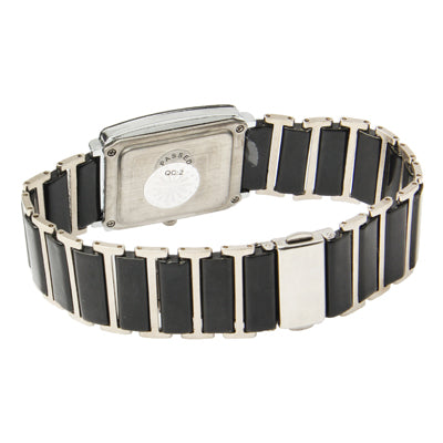 Stylish Diamond Jewelry Dial Men Jewelry Quartz Watch with Ceramics Watchband (Black)