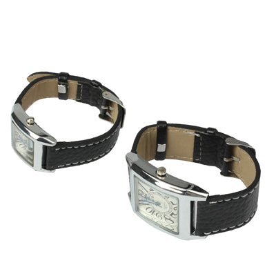 Classic Quartz Wrist Watch / Couple Watch + Synthetic Leather Strap Watch(Black)