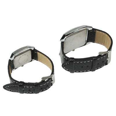 Classic Quartz Wrist Watch / Couple Watch + Synthetic Leather Strap Watch(Black)