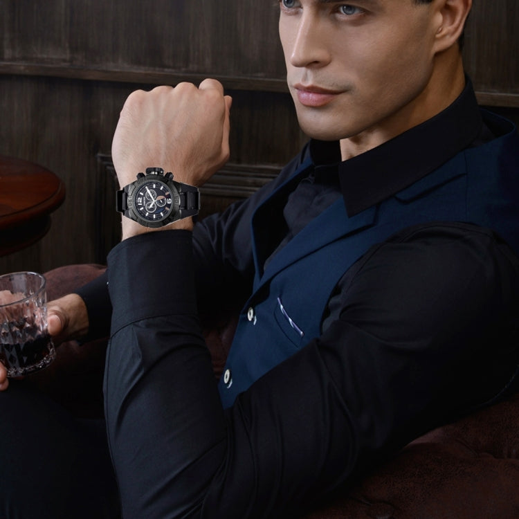 SHHORS Big Dial 3 Small Decoration Dial Fashion Men Quartz Watch with Silicone Band