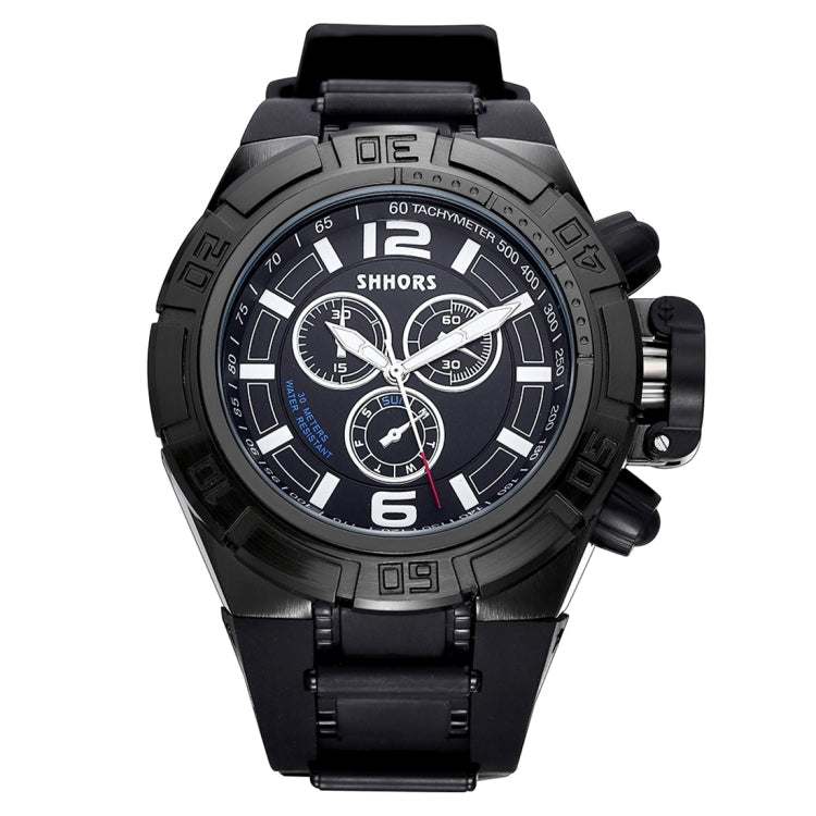 SHHORS Big Dial 3 Small Decoration Dial Fashion Men Quartz Watch with Silicone Band