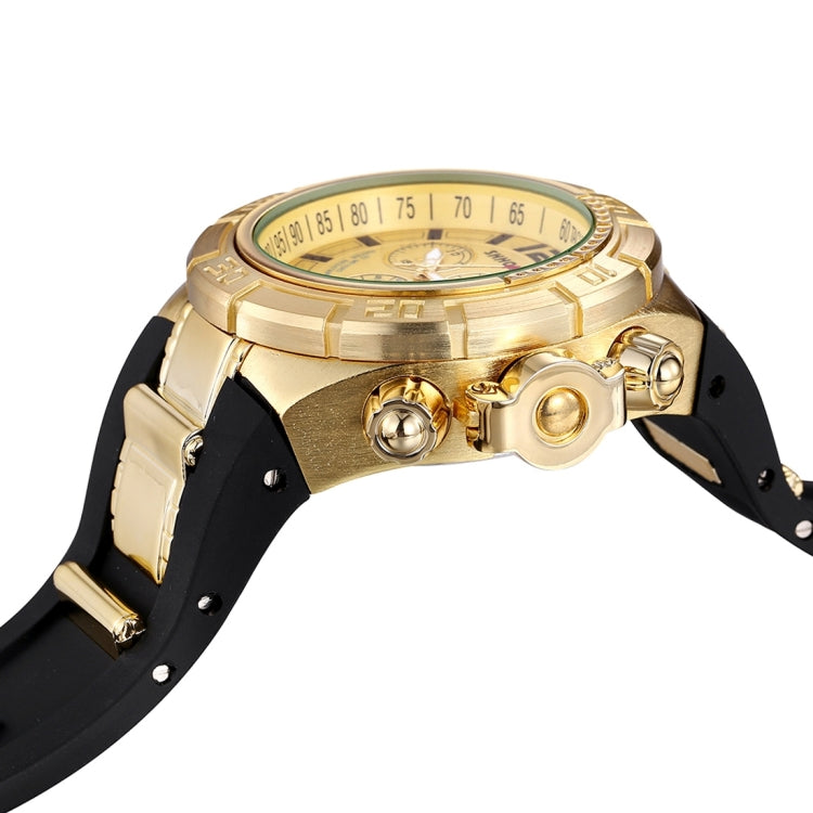 SHHORS Big Dial 3 Small Decoration Dial Fashion Men Quartz Watch with Silicone Band