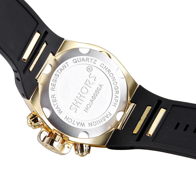 SHHORS Big Dial 3 Small Decoration Dial Fashion Men Quartz Watch with Silicone Band