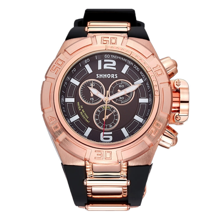 SHHORS Big Dial 3 Small Decoration Dial Fashion Men Quartz Watch with Silicone Band