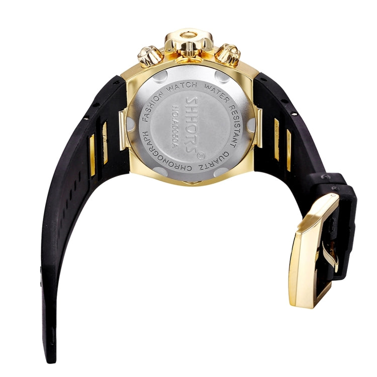 SHHORS Big Dial 3 Small Decoration Dial Fashion Men Quartz Watch with Silicone Band