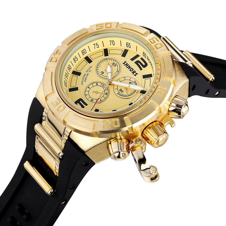 SHHORS Big Dial 3 Small Decoration Dial Fashion Men Quartz Watch with Silicone Band