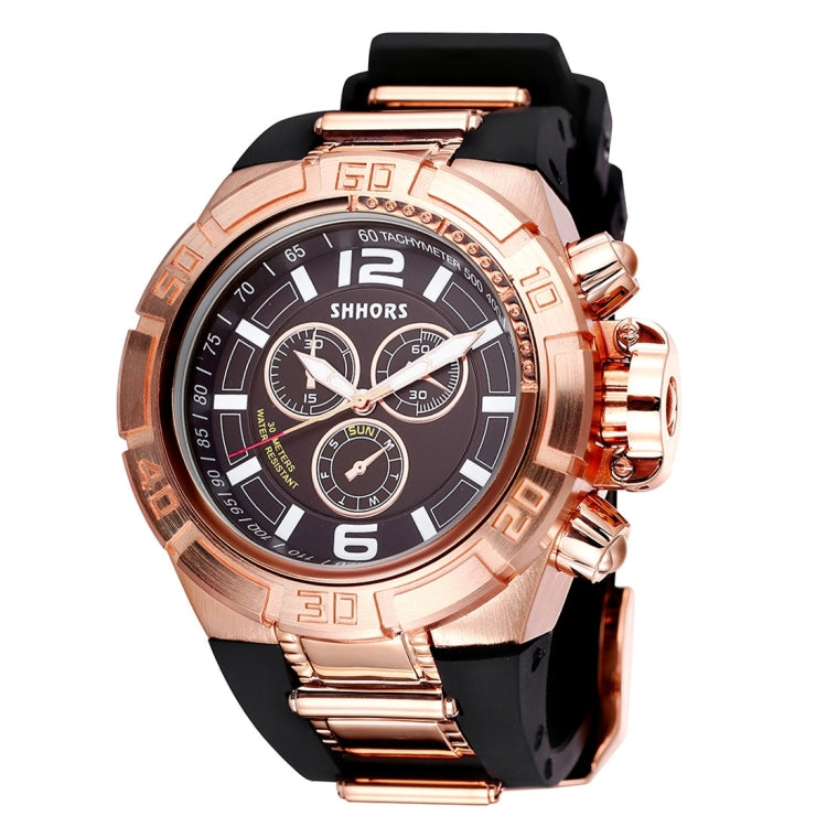 SHHORS Big Dial 3 Small Decoration Dial Fashion Men Quartz Watch with Silicone Band