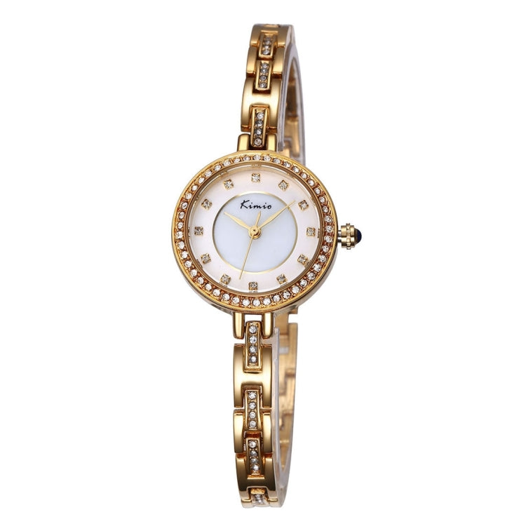Kimio Rhinestone Scale & Case & Bracelet Round Dial Fashion Women Quartz Watch with Alloy Band