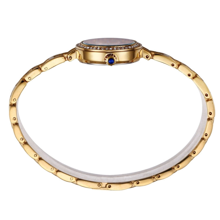Kimio Rhinestone Scale & Case & Bracelet Round Dial Fashion Women Quartz Watch with Alloy Band