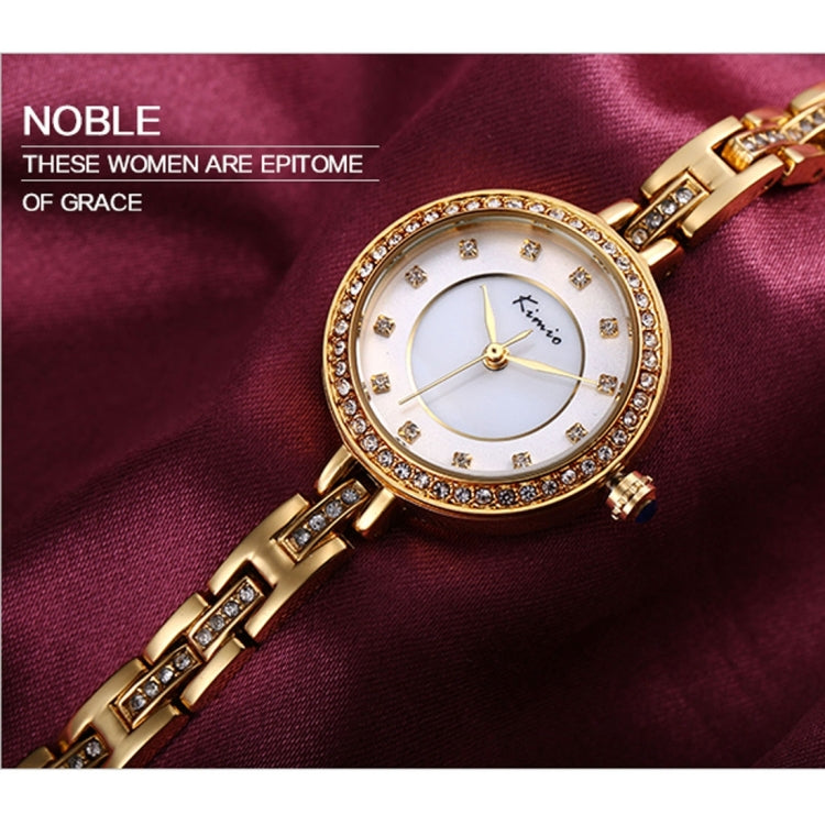 Kimio Rhinestone Scale & Case & Bracelet Round Dial Fashion Women Quartz Watch with Alloy Band
