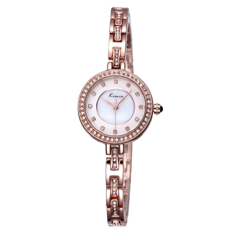 Kimio Rhinestone Scale & Case & Bracelet Round Dial Fashion Women Quartz Watch with Alloy Band