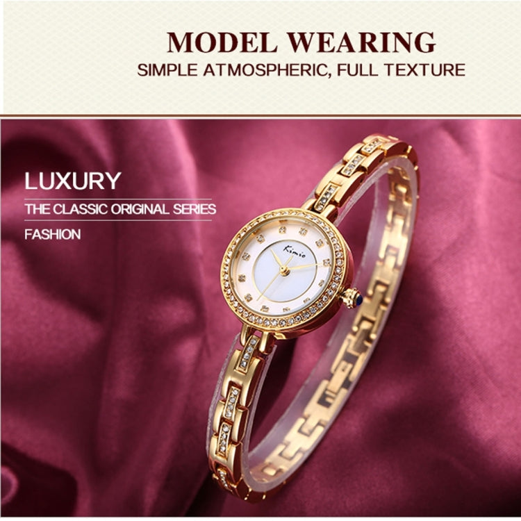 Kimio Rhinestone Scale & Case & Bracelet Round Dial Fashion Women Quartz Watch with Alloy Band