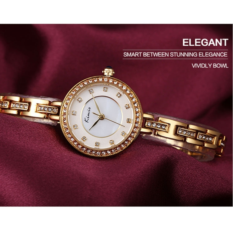 Kimio Rhinestone Scale & Case & Bracelet Round Dial Fashion Women Quartz Watch with Alloy Band