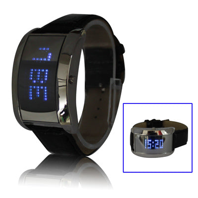 Mirror LED Watch with Leather Watchband