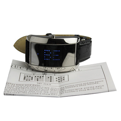 Mirror LED Watch with Leather Watchband