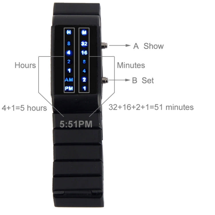 Daily Life Water Resist Blue LED Watch, Black