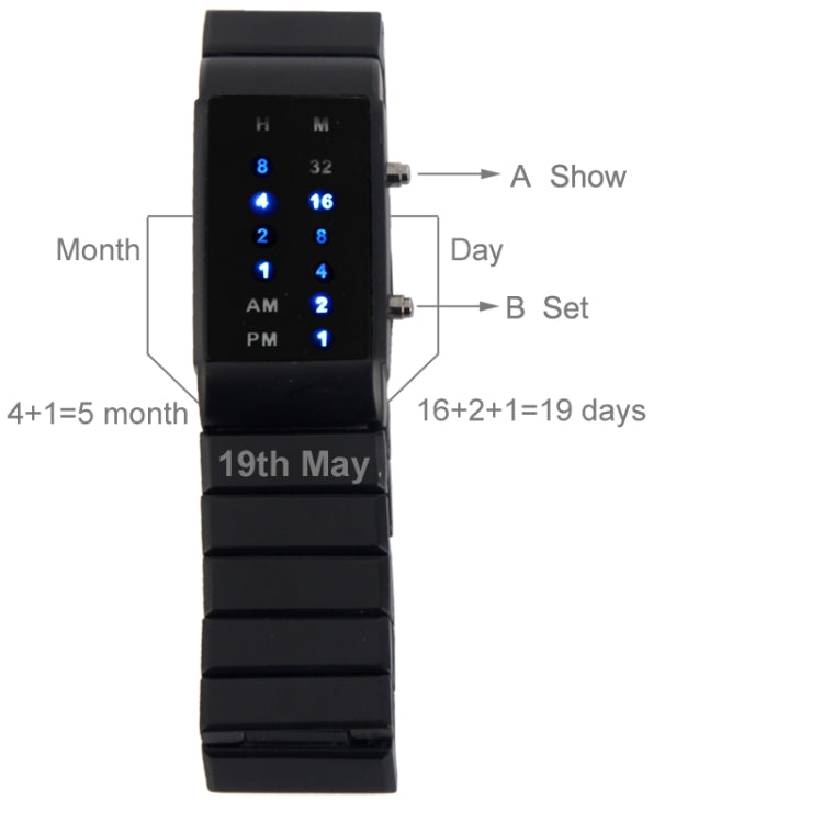 Daily Life Water Resist Blue LED Watch, Black