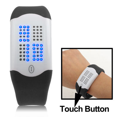 Blue LED Light Touch Button Watch with Silicon Watchband