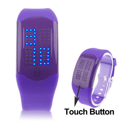 Blue LED Light Touch Button Watch with Silicon Watchband