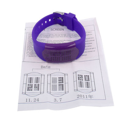 Blue LED Light Touch Button Watch with Silicon Watchband