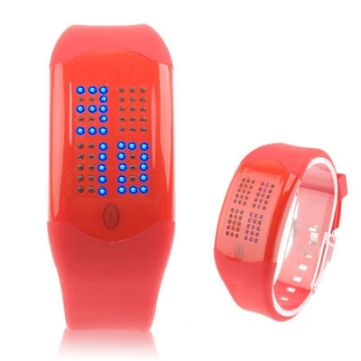 Blue LED Light Touch Button Watch with Silicon Watchband