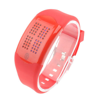 Blue LED Light Touch Button Watch with Silicon Watchband