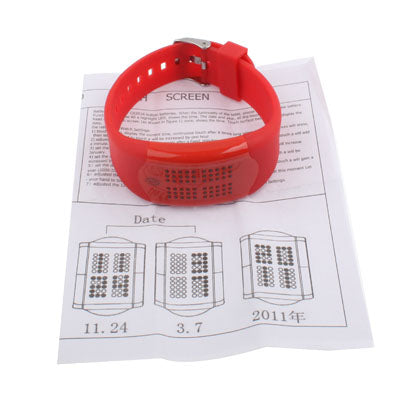 Blue LED Light Touch Button Watch with Silicon Watchband