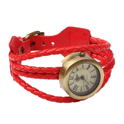 Fashion Leather Weaved Strap Quartz Watch Wrist Watch