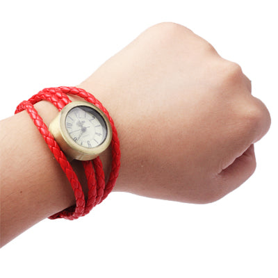 Fashion Leather Weaved Strap Quartz Watch Wrist Watch