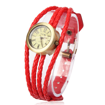 Fashion Leather Weaved Strap Quartz Watch Wrist Watch