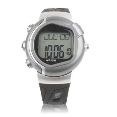Plastic Digital Watch with Pulse / Alarm / Date / Chronograph / Split Time / Calculating Calories Burned Function (Gray)(Grey)