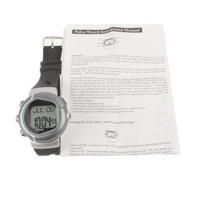 Plastic Digital Watch with Pulse / Alarm / Date / Chronograph / Split Time / Calculating Calories Burned Function (Gray)(Grey)