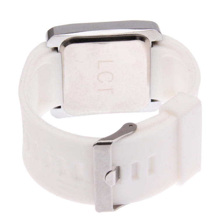 Fashionable Red LED Digital Bangle Wrist Watch & Rubber Strap for both Male and Female(White)