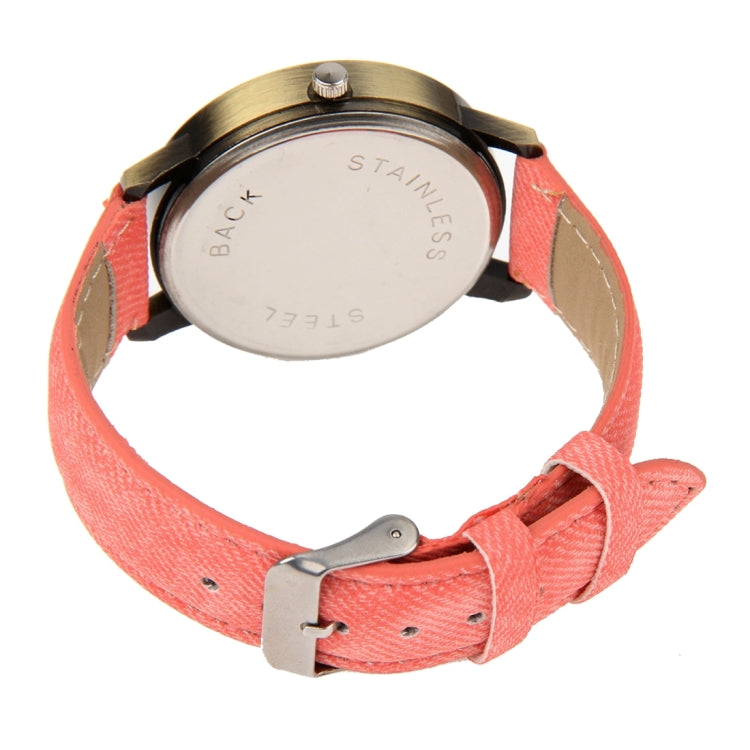 Denim Texture Style Round Dial Retro Digital Display Women & Men Quartz Watch with PU Leather Band