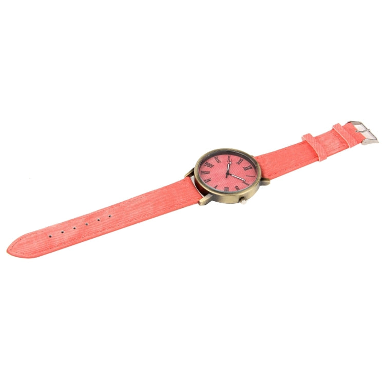 Denim Texture Style Round Dial Retro Digital Display Women & Men Quartz Watch with PU Leather Band